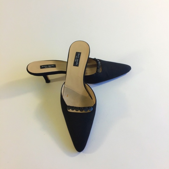 kate spade Shoes - Kate Spade Black Textile Medium Heels Mules Sz6.5